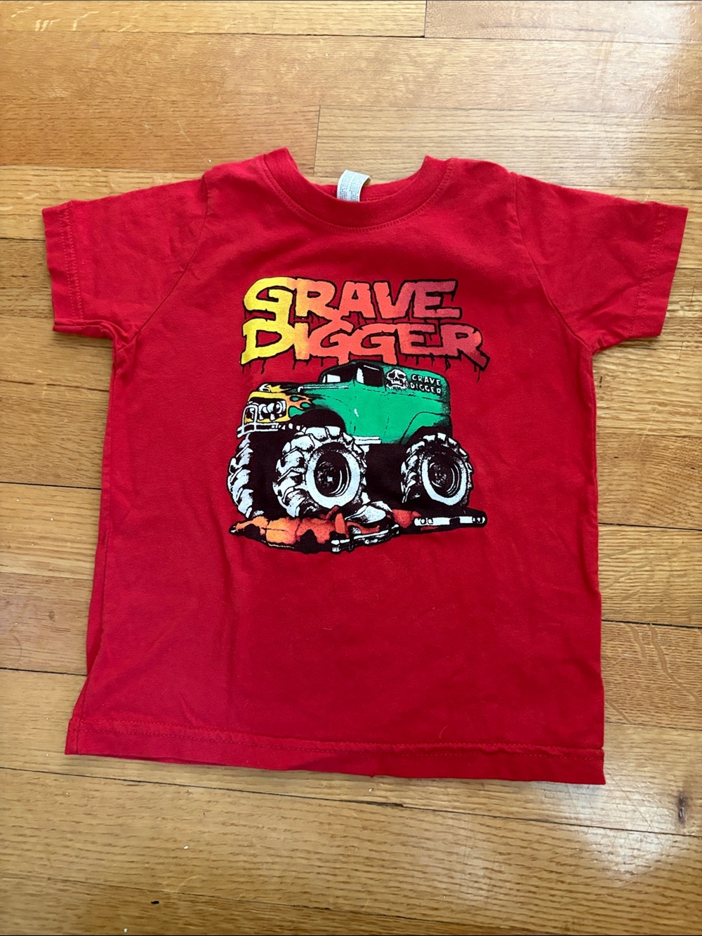 Rabbit Skins Red Kids Grave Digger Monster Truck Tee
